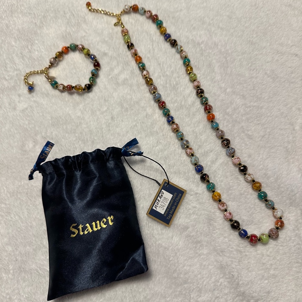 Multicolor Beaded Necklace and Bracelet Set